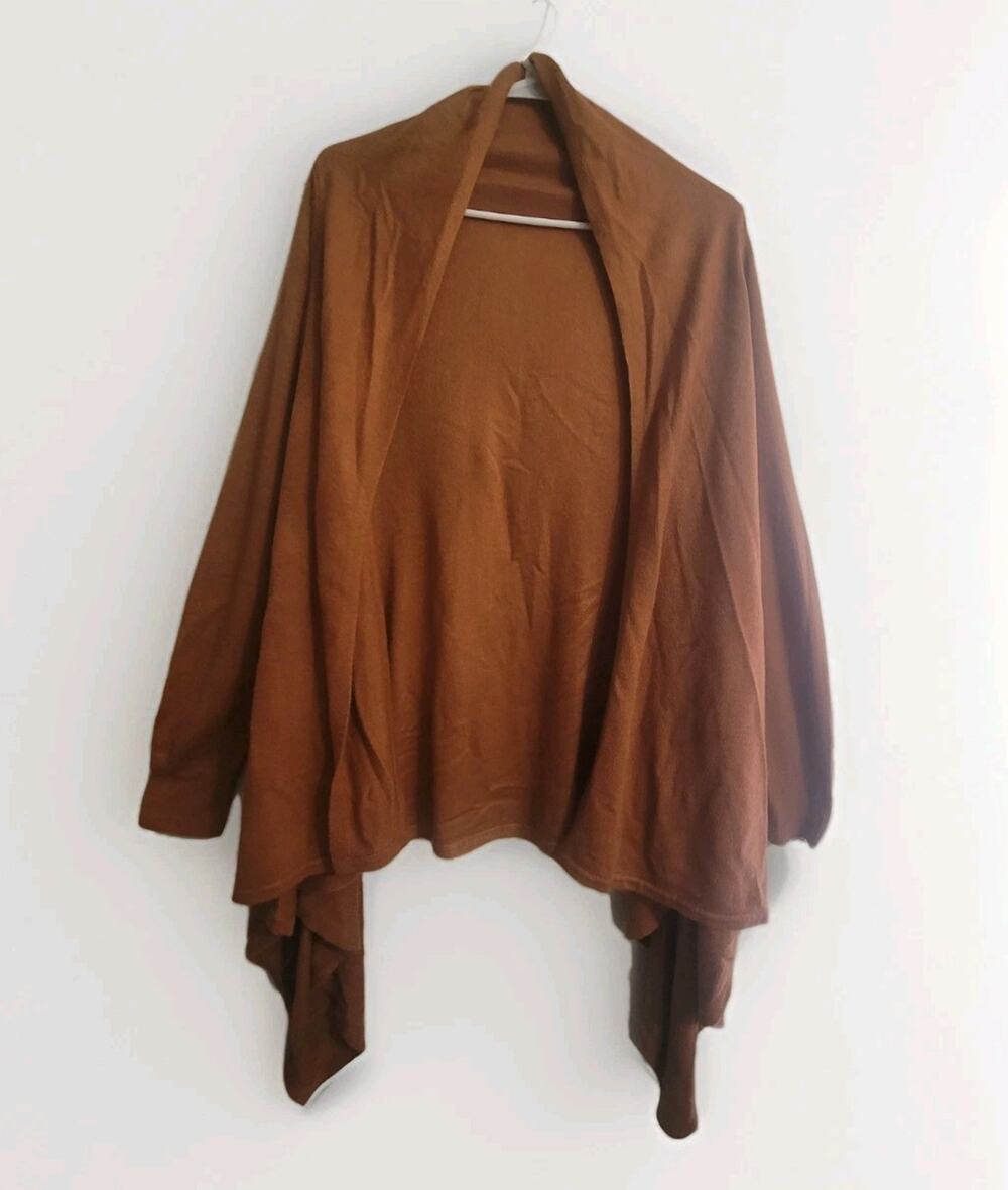 Tex by Max Azria Cardigan Sweater M Medium Orange Rust Open Front Asymmetrical